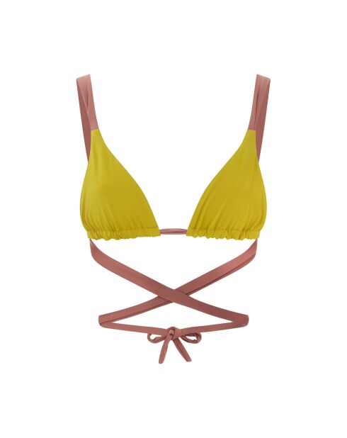 Haut de maillot de bain Naomi réversible à fronces marron