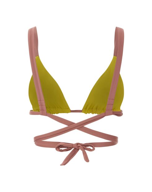 Haut de maillot de bain Naomi réversible à fronces marron