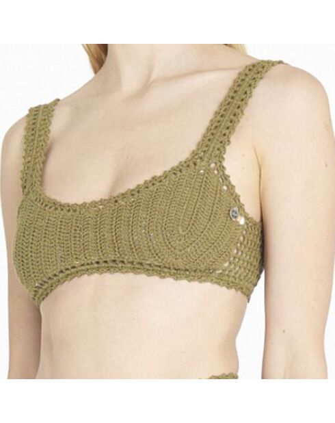 Haut de maillot de bain Essential Crop Crochet vert