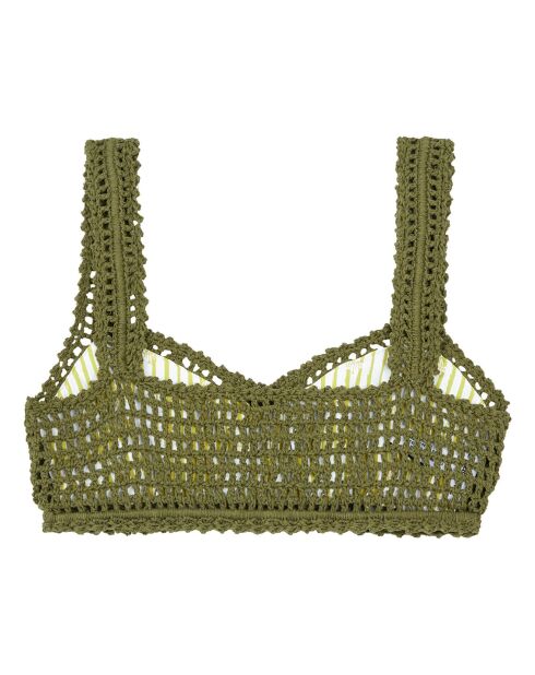 Haut de maillot de bain Essential Crop Crochet vert