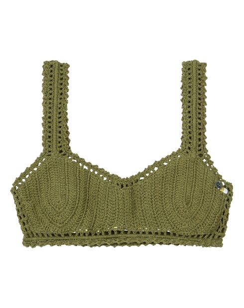 Haut de maillot de bain Essential Crop Crochet vert
