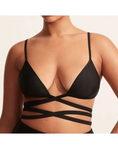 Haut de maillot de bain Wrap noir