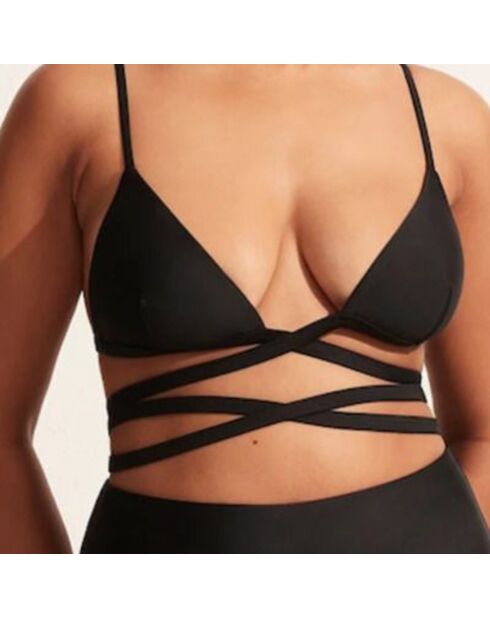 Haut de maillot de bain Wrap noir