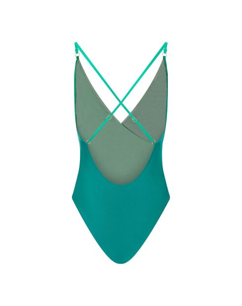Maillot de bain 1 Pièce Lola bicolore vert émeraude