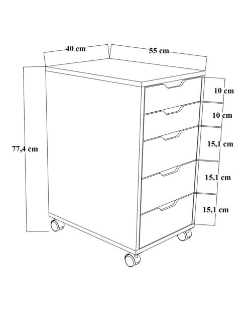 Caisson sur roulette vert - 40x77.4x55 cm