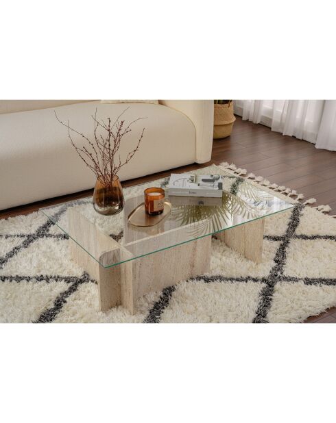 Table basse Flavio travertin - 105x30x65 cm