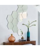 12 miroirs adhésifs Hexagon transparent - 14x7 cm