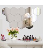 12 miroirs adhésifs Hexagon transparent - 14x7 cm