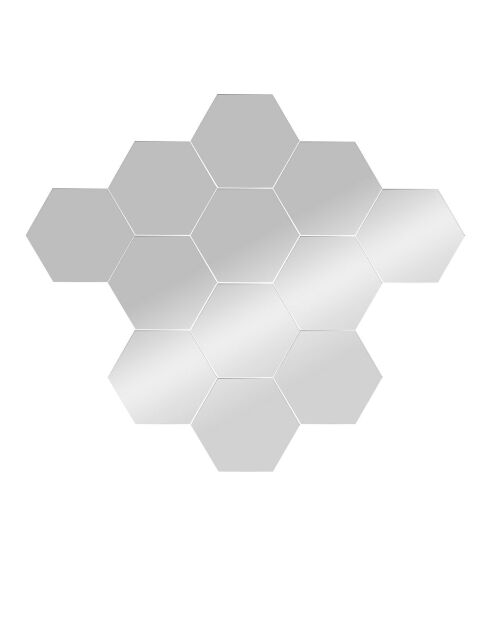 12 miroirs adhésifs Hexagon transparent - 14x7 cm