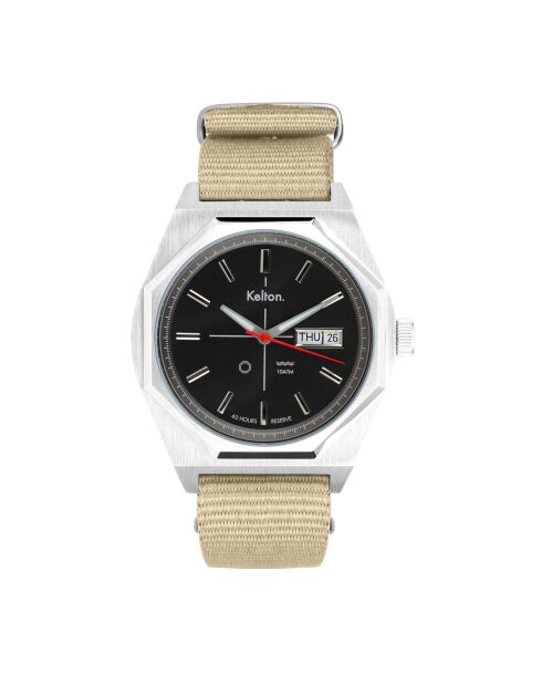 Montre automatique Homme en Tissu Nato Octogone beige