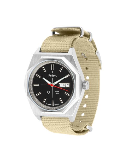 Montre automatique Homme en Tissu Nato Octogone beige