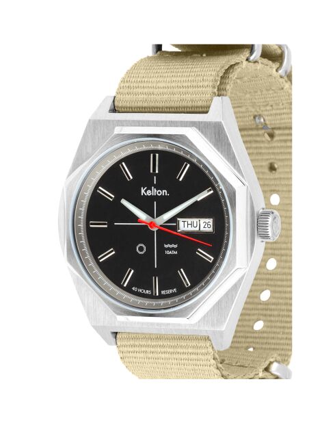 Montre automatique Homme en Tissu Nato Octogone beige