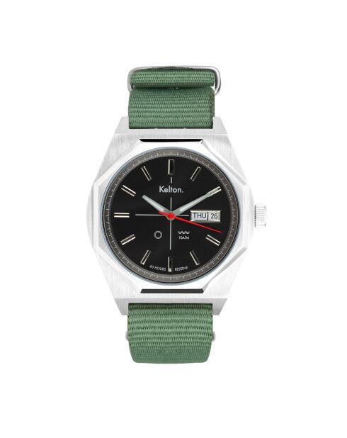 Montre automatique Homme en Tissu Nato Octogone kaki