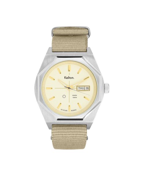 Montre automatique Homme en Tissu Nato Octogone beige
