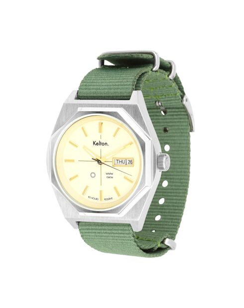Montre automatique Homme en Tissu Nato Octogone kaki