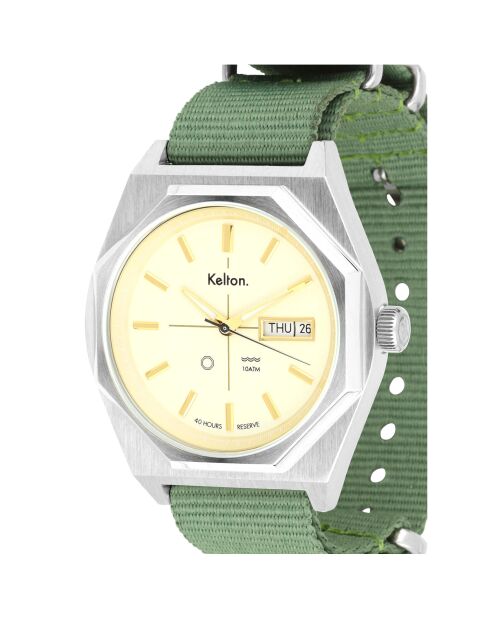 Montre automatique Homme en Tissu Nato Octogone kaki