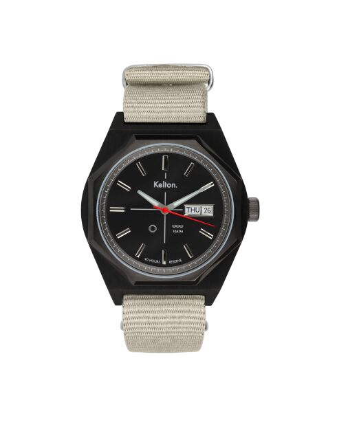 Montre automatique Homme en Tissu Nato Octogone Titane beige