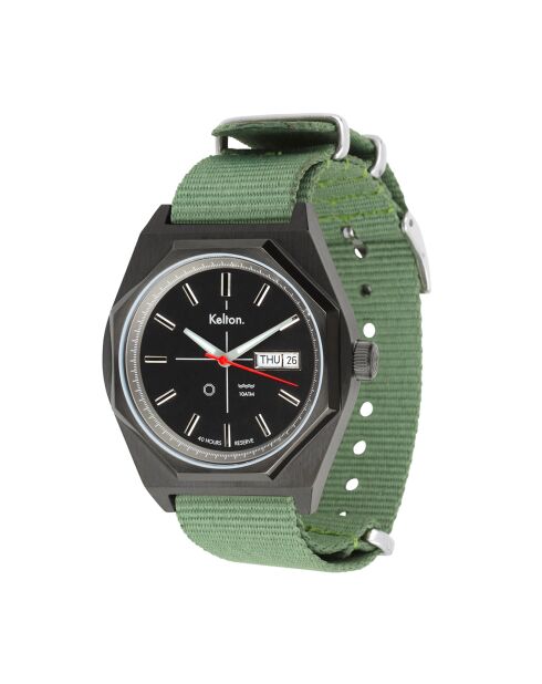 Montre automatique Homme en Tissu Nato Octogone Titane kaki