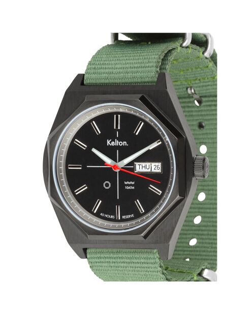 Montre automatique Homme en Tissu Nato Octogone Titane kaki