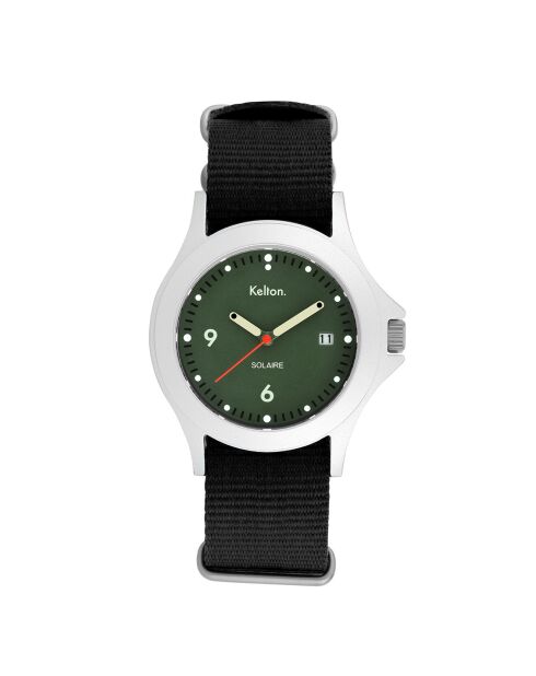 Montre solaire Mixte en Tissu Nato Soleil noir