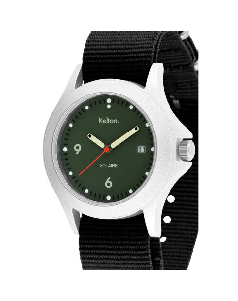 Montre solaire Mixte en Tissu Nato Soleil noir