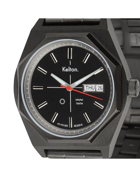 Montre automatique Homme en Acier Octogone noire