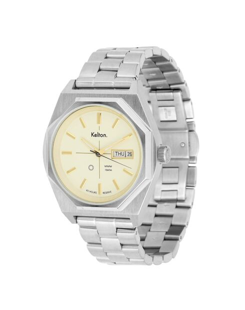 Montre automatique Homme en Acier Octogone argentée