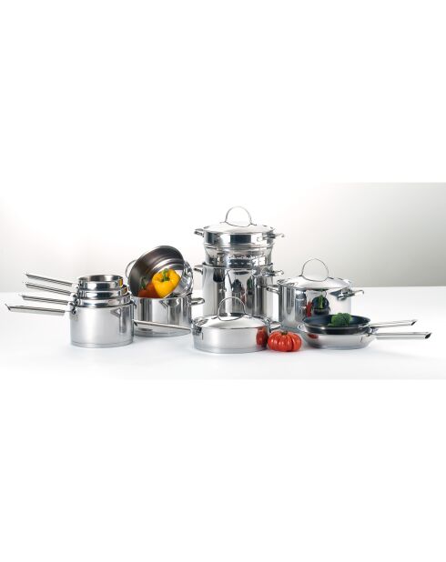 Poêle Elysée revêtement céramique inox/noir - D.28 cm