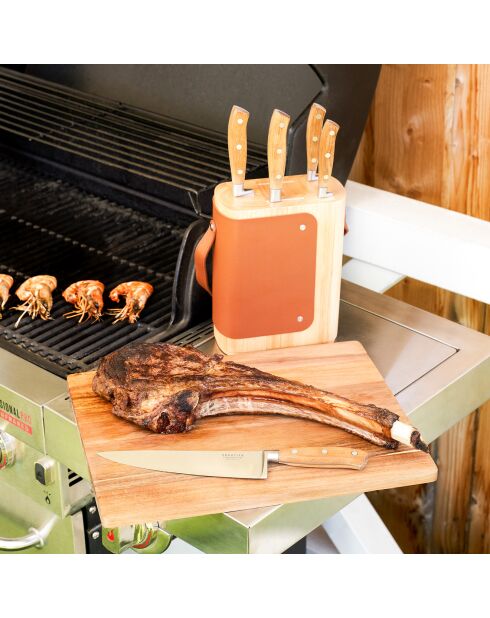 Bloc 5 couteaux de cuisine Ryokan bois - 33x28x3 cm