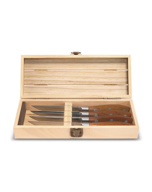Coffret palette 4 Couteaux steak Ryokan bois - 20x18x13 cm