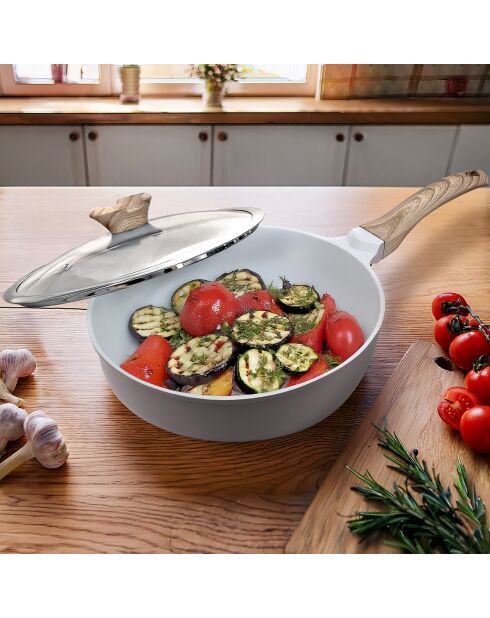 Sauteuse revêtement en céramique Mythic blanc/gris - D.24 cm