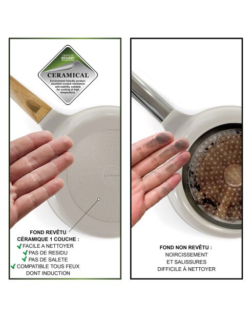 Sauteuse revêtement en céramique Mythic blanc/gris - D.24 cm