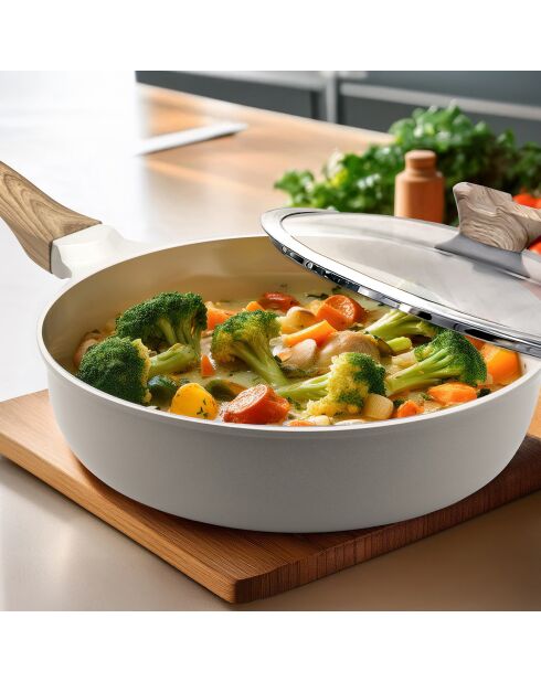 Sauteuse revêtement en céramique Mythic blanc/gris - D.24 cm