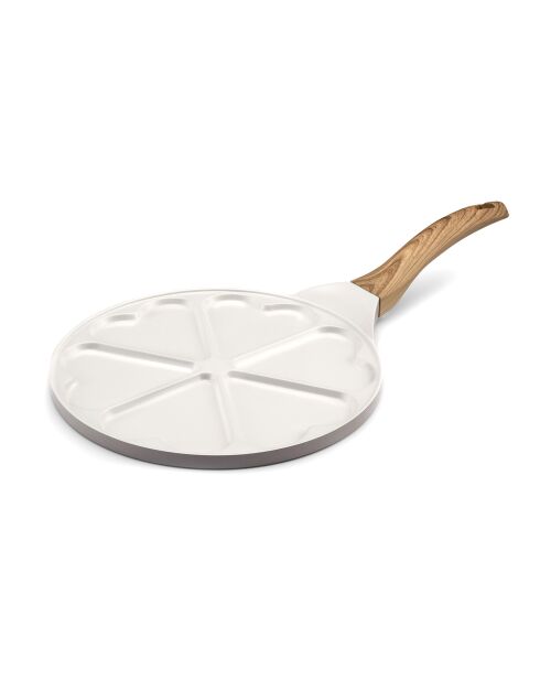 Koekenpan met 6 hartjes Mythic wit/grijze keramische coating - D.26 cm