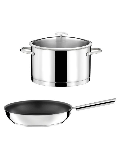 1 Faitout inox Elysée inox/noir - 60x30x40 cm