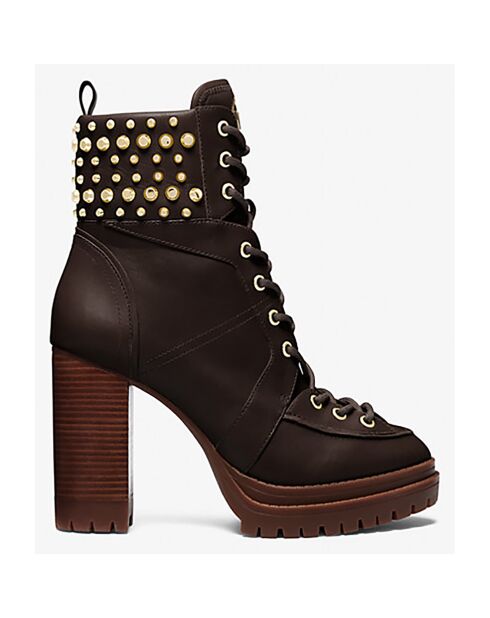 Bottines en Cuir Yvonne chocolat - Talon 10.2 cm