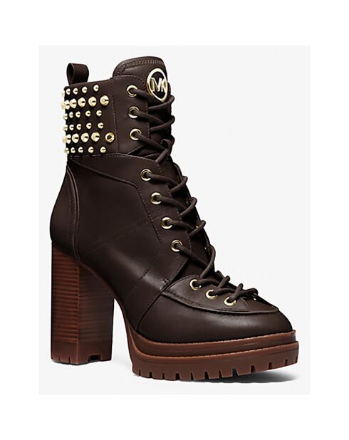 Bottines en Cuir Yvonne chocolat - Talon 10.2 cm