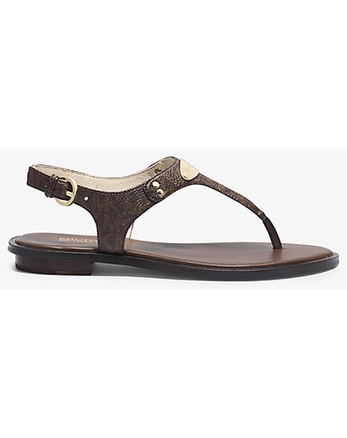 Sandales Plaque logo marron