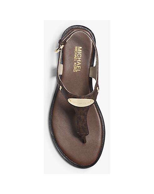 Sandales Plaque logo marron