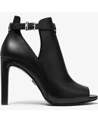 Bottines en Cuir à bout ouvert Lawson noires - Talon 8.9 cm