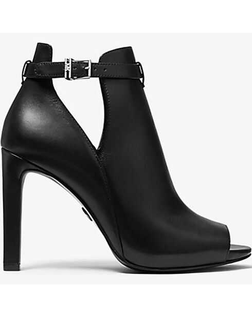 Bottines en Cuir à bout ouvert Lawson noires - Talon 8.9 cm