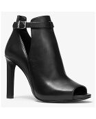 Bottines en Cuir à bout ouvert Lawson noires - Talon 8.9 cm