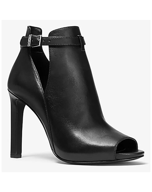 Bottines en Cuir à bout ouvert Lawson noires - Talon 8.9 cm