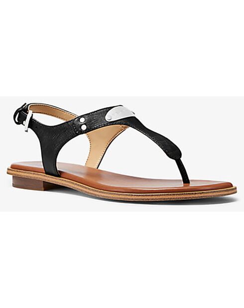 Sandales en Cuir Plaque logo noires