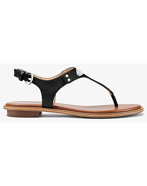 Sandales en Cuir Plaque logo noires