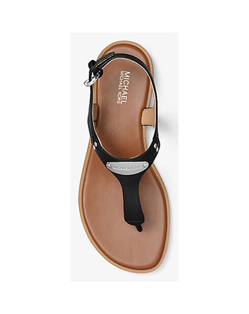 Sandales en Cuir Plaque logo noires