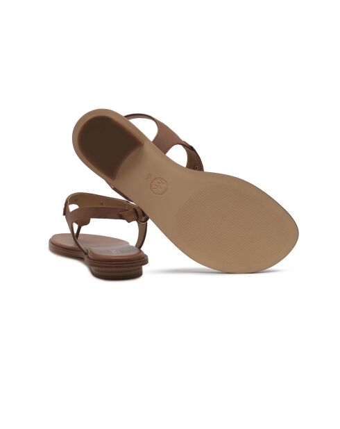 Sandales en Cuir Plaque logo camel