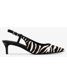 Slingbacks en Cuir Doreen noir/blanc - Talon 5.1 cm