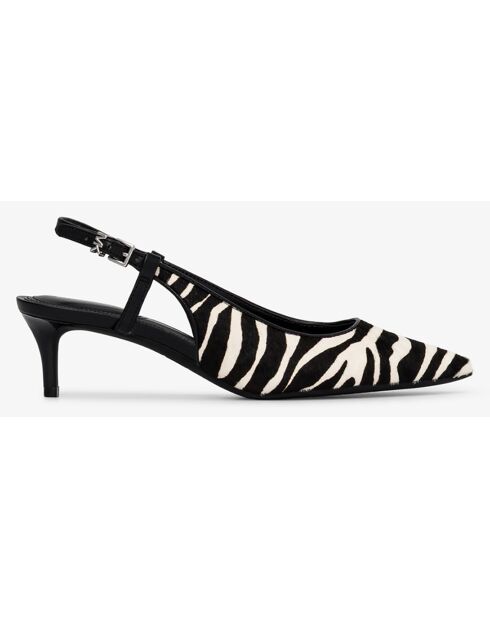 Slingbacks en Cuir Doreen noir/blanc - Talon 5.1 cm