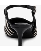 Slingbacks en Cuir Doreen noir/blanc - Talon 5.1 cm